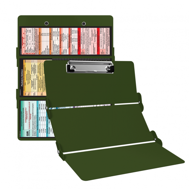 WhiteCoat Clipboard® Trifold - Army Green Pediatric Infant Edition